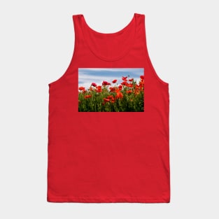 Blood red Poppies against a blue sky Tank Top